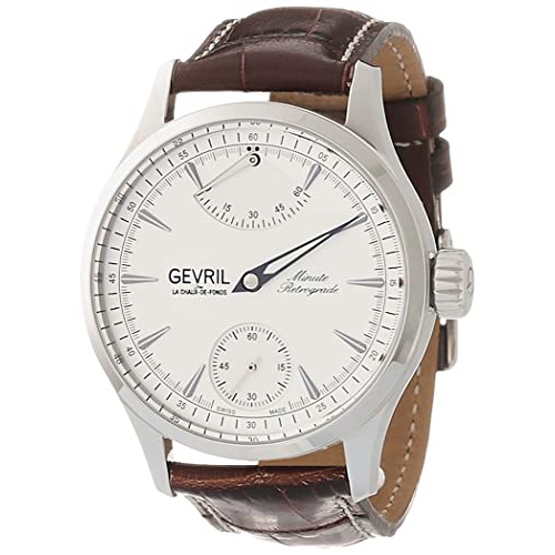  Gevril Mens Stainless Steel Swiss Mechanical Watch with Italian Leather Strap, Brown, 20 (Model: 462002-L2)