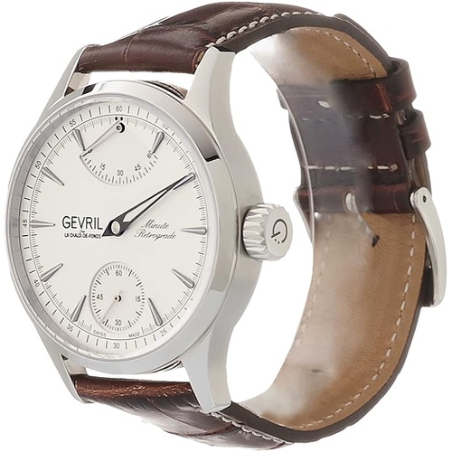  Gevril Mens Stainless Steel Swiss Mechanical Watch with Italian Leather Strap, Brown, 20 (Model: 462002-L2)