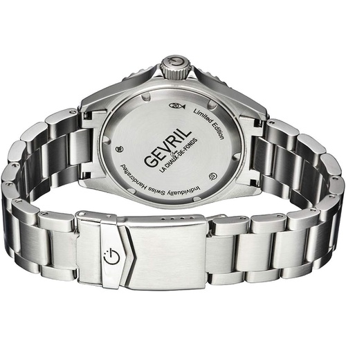  Gevril Mens Wall Street Swiss Automatic Watch with Stainless Steel Strap, Silver, 18 (Model: 4951A)