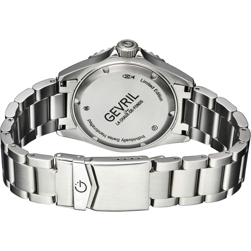  Gevril Mens Wall Street Swiss Automatic Watch with Stainless Steel Strap, Silver, 22 (Model: 4857A)