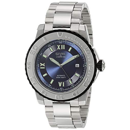  Gevril Mens Seacloud Automatic Self Winder Watch with Stainless Steel Strap, Silver, 21.8 (Model: 3120B)