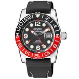 Gevril Mens Stainless Steel Swiss Automatic Watch with Rubber Strap, Black, 24 (Model: 46005)