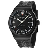 Gevril Mens Stainless Steel Swiss Quartz Watch with Rubber Strap, Black, 22 (Model: 46200)