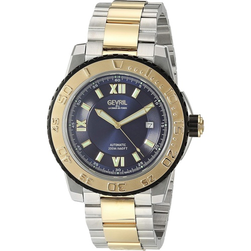  Gevril Mens Seacloud Automatic Self Winder Watch with Stainless Steel Strap, Gold, 22 (Model: 3125B)