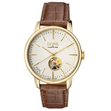 Gevril Mulberry Mens Open Heart Swiss Automatic Brown Leather Strap Watch, (Model: 9603)