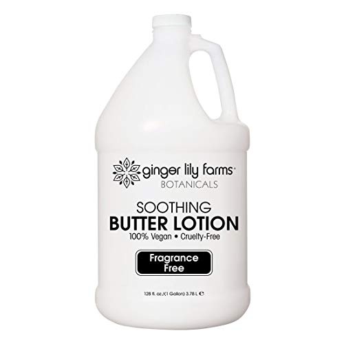  Ginger Lily Farms Botanicals Soothing Butter Lotion, 100% Vegan, Paraben, Sulfate, Phosphate, Gluten & Cruelty-Free, 1 Gallon, Fragrance-Free, 128 Fl.Oz