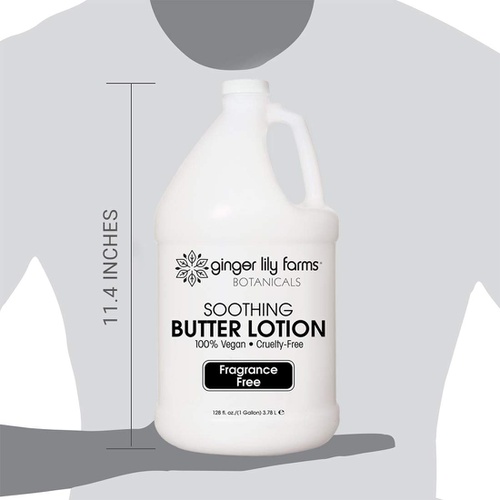  Ginger Lily Farms Botanicals Soothing Butter Lotion, 100% Vegan, Paraben, Sulfate, Phosphate, Gluten & Cruelty-Free, 1 Gallon, Fragrance-Free, 128 Fl.Oz