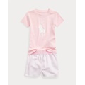 Cotton Tee & Flannel Short Sleep Set