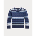 Striped Cable-Knit Cotton Sweater