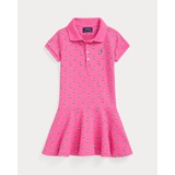 Sailboat-Print Stretch Mesh Polo Dress