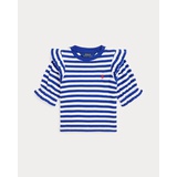 Striped Ruffled Cotton-Modal Top