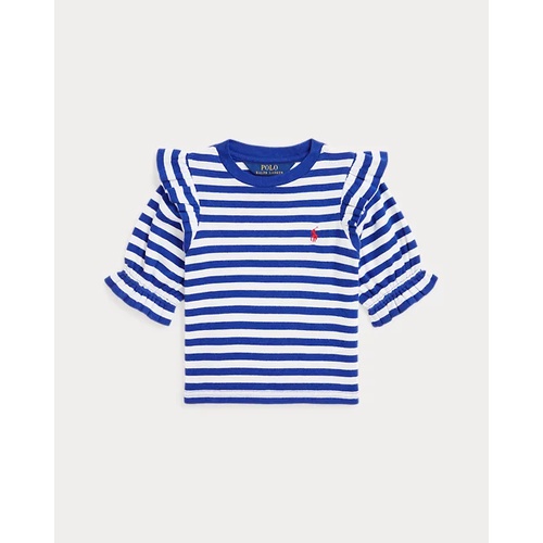 폴로 랄프로렌 Striped Ruffled Cotton-Modal Top