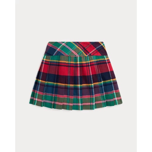 폴로 랄프로렌 Plaid Pleated Cotton Twill Wrap Skirt