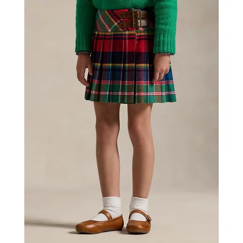 폴로 랄프로렌 Plaid Pleated Cotton Twill Wrap Skirt