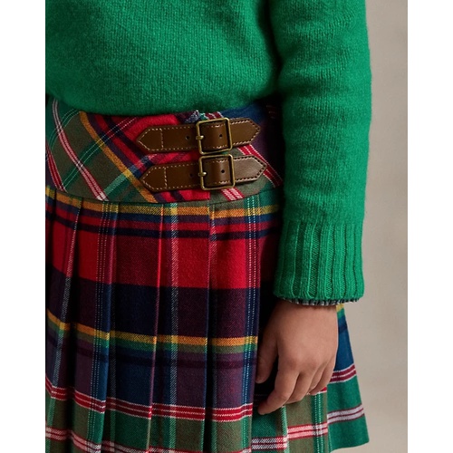 폴로 랄프로렌 Plaid Pleated Cotton Twill Wrap Skirt