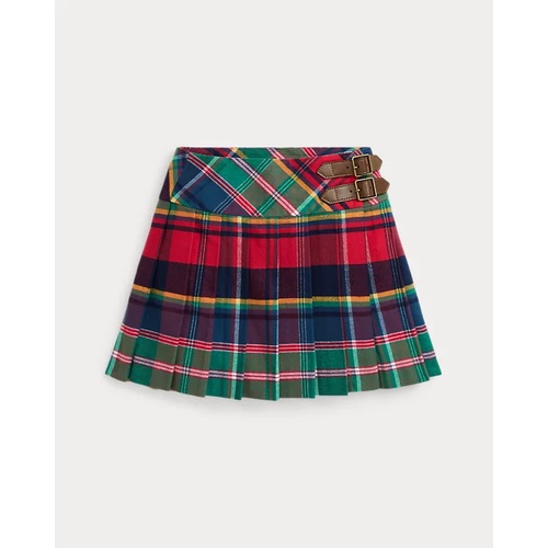 폴로 랄프로렌 Plaid Pleated Cotton Twill Wrap Skirt