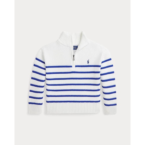 폴로 랄프로렌 Striped Cotton Quarter-Zip Sweater