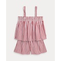 Striped Cotton Poplin Top & Short Set