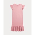 Flutter-Sleeve Cotton Jersey Tee Dress