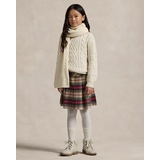 Plaid Pleated Cotton Twill Skirt