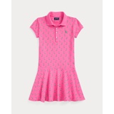 Sailboat-Print Stretch Mesh Polo Dress