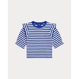 Striped Ruffled Cotton-Modal Top