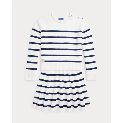 폴로 랄프로렌 Striped Cotton Sweater & Skirt Set