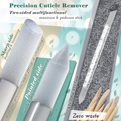  GLADZY Genuine Czech Glass Nail File Set - Callus Remover Foot Rasp, Precision Filing Cuticle Pusher, Double Sided Etched Different Grit Surface, Manicure & Pedicure, Professional