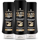 GLISS Hair Repair Conditioner, Ultimate Repair for Heavily Damaged Hair, 13.6 Ounces (Pack of 3)