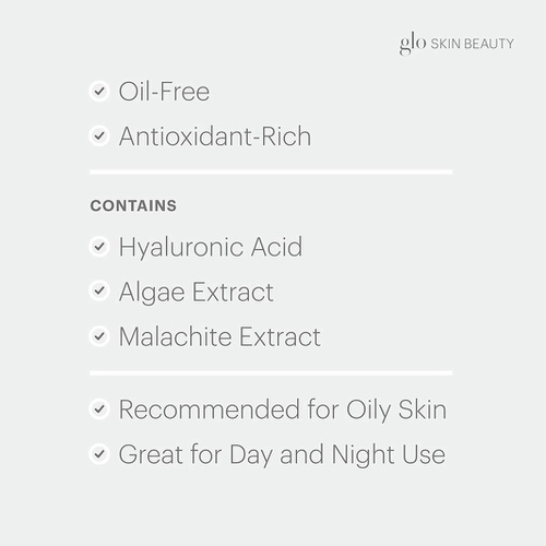  Glo Skin Beauty Oil Free Moisturizer | Lightweight Antioxidant Face Lotion with Hyaluronic Acid to Moisturize and Balance | Recommended for Oily Skin