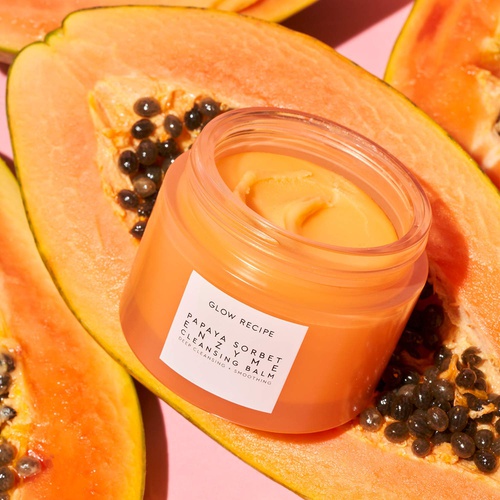  Glow Recipe Papaya Cleansing Balm - Exfoliating Balm + Makeup Remover with Papaya Seed Oil + Blueberry Extract for Clean, Soft, Glowing Skin (100ml / 3.4 fl oz)