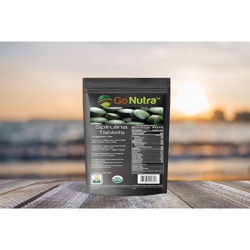  Go Nutra Organic Spirulina Tablets, 3000mg Per Serving, 720 Tablets - Superfoods Rich in Minerals, Vitamins, Chlorophyll, Amino Acids, Fatty Acids, Fiber & Proteins. Non-Irradiated, Non-GMO
