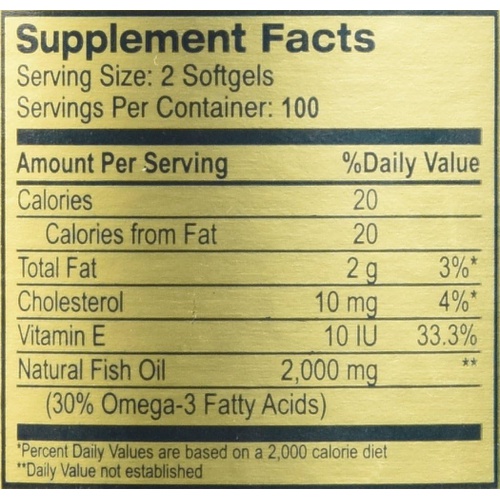  Golden Alaska Deep Sea Fish Oil Omega-3, 1000 Mg, 200 Capsules