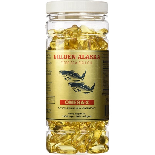  Golden Alaska Deep Sea Fish Oil Omega-3, 1000 Mg, 200 Capsules