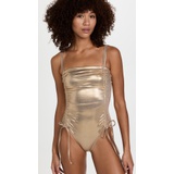 Good American Ruched Foil One Piece
