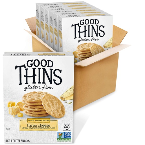  Good Thins Three Cheese Rice & Cheese Snacks Gluten Free Crackers, 6 - 3.5 oz Boxes