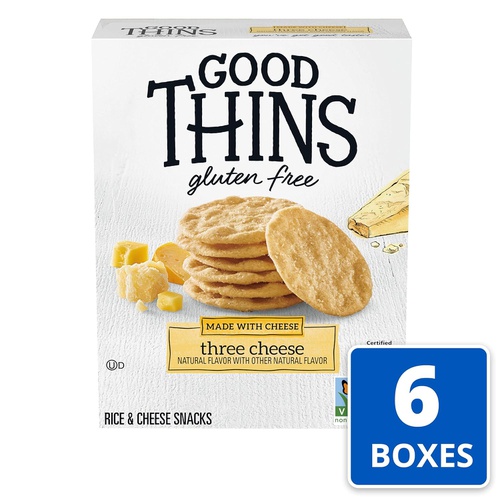  Good Thins Three Cheese Rice & Cheese Snacks Gluten Free Crackers, 6 - 3.5 oz Boxes