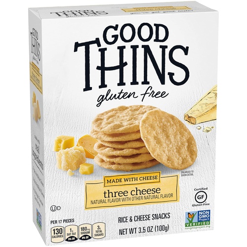  Good Thins Three Cheese Rice & Cheese Snacks Gluten Free Crackers, 6 - 3.5 oz Boxes