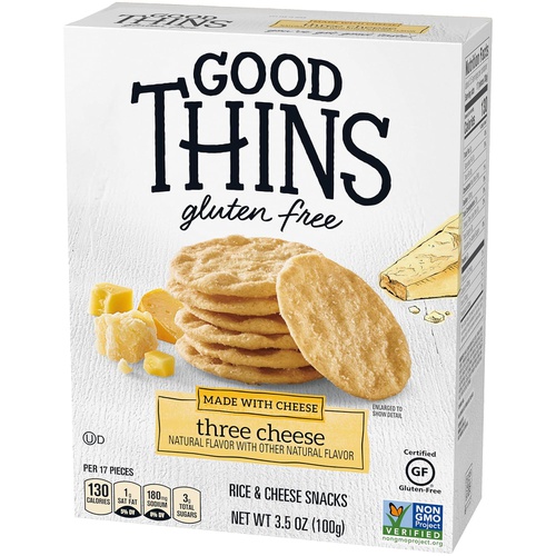  Good Thins Three Cheese Rice & Cheese Snacks Gluten Free Crackers, 6 - 3.5 oz Boxes