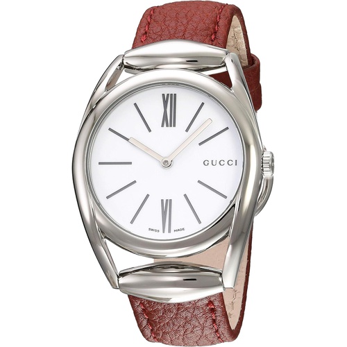 구찌 Gucci Swiss Quartz Stainless Steel and Leather Watch(Model: YA140403)