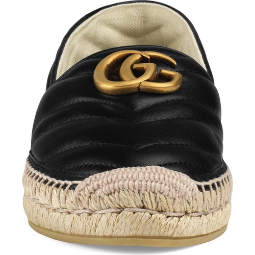 구찌 Gucci Pilar GG Matelasse Chevron Flat Espadrille_BLACK LEATHER