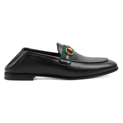 구찌 Gucci Brixton Horsebit & Web Convertible Loafer_BLACK/ GREEN/ RED