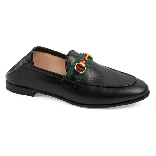 구찌 Gucci Brixton Horsebit & Web Convertible Loafer_BLACK/ GREEN/ RED