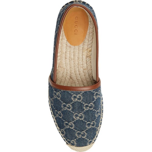 구찌 Gucci Pilar Logo Espadrille Flat_BLUE TEA/ CUIR