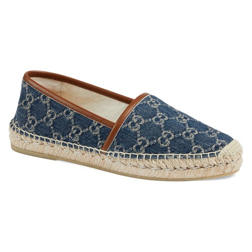 구찌 Gucci Pilar Logo Espadrille Flat_BLUE TEA/ CUIR