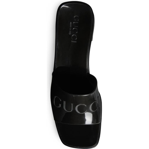 구찌 Gucci Rubber Logo Platform Slide Sandal_BLACK