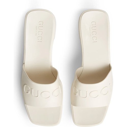 구찌 Gucci Rubber Logo Platform Slide Sandal_MYSTIC WHITE