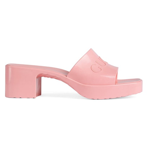 구찌 Gucci Rubber Logo Platform Slide Sandal_WILD ROSE