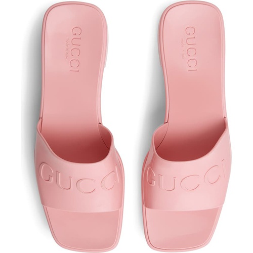 구찌 Gucci Rubber Logo Platform Slide Sandal_WILD ROSE