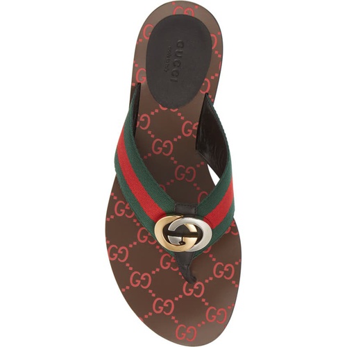 구찌 Gucci Kika GG Web Flip Flop_GREEN/RED/BLACK